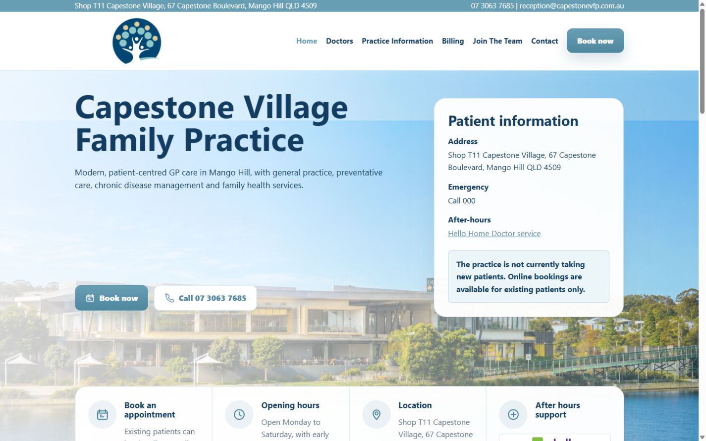 Capestone Village Family Practice website shown on desktop and mobile